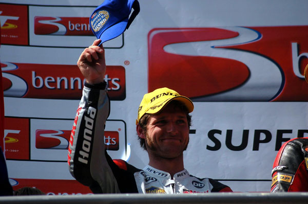 Guy Martin on the Podium after Superbike TT